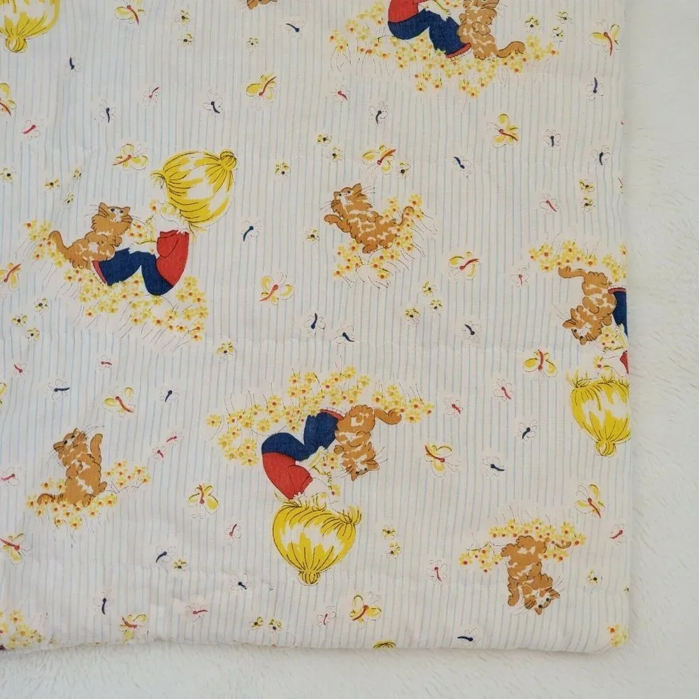 Vintage Baby Bassinet‎ Comforter Blanket Blonde Gir